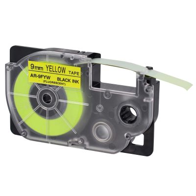 USUPERINK 50 Pack Compatible for XR-9FYW AR-9FYW XR9FYW Black on Fluo Yellow 9mm Label IT Tape Cartridge for KL-G2 KL-60 KL-100 KL-120 KL-750 KL-780 KL-7000 EZ Label Printer