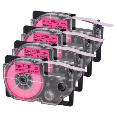 USUPERINK 4 Pack Compatible for XR-9FPK AR-9FPK XR9FPK Black on Fluo Pink 9mm Label IT Tape Cartridge for KL-G2 KL-60 KL-100 KL-120 KL-750 KL-780 KL-7000 EZ Label Printer