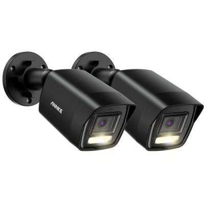ANNKE 2-Packed 3K Outdoor POE Camera, H.265+Bullet IP Security Camera, Human & Vehicle Detection, Built-in Microphone, IP67 Waterproof, 2.8mm Lens 114 View Angle,Spotlight Color Night Vision-Black