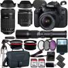 Canon EOS 2000D (Rebel T7) DSLR Camera w EF-S 18-55mm F/3.5-5.6 Zoom Lens EF-S 55-250mm f/4-5.6 is STM+500mm f/8.0 Telephoto Lens+case+128Memory Cards (24PC) (Renewed) view 1