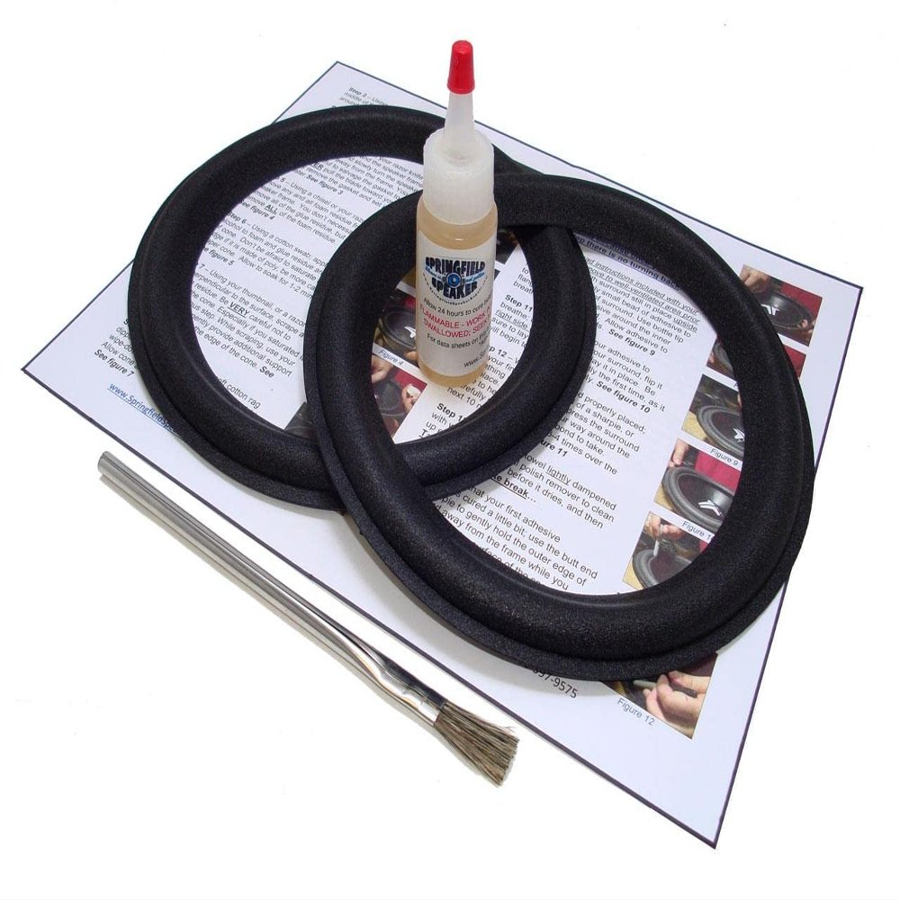 Springfield Speaker Foam Surround Edge Repair Kit - 2 Speaker Kit - 8 Inch - Compatible with Sound Dynamics: 300Ti, 4DR51775 (P97C4), Many More