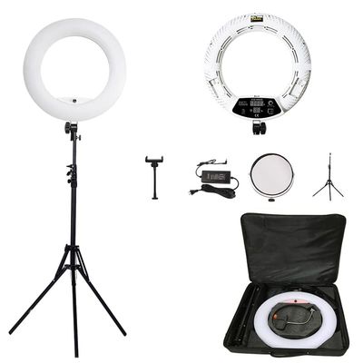 18inch Ring Light FD480 Video Light, Bi-Color, 96W for Makeup Nail Beauty Salon Photo Studio Selfie Ring Lamp (White)