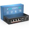 6 Port 2.5G Unmanaged Ethernet Switch, 4 x 2.5G Base-T Ports, 2 x 10G SFP, Compatible with 100/1000/2500Mbps, VLAN, Fanless, Desktop/Wall Mount YuanLey 2.5Gbe Network Switch for Wireless AP, NAS, PC view 1