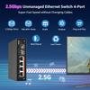 6 Port 2.5G Unmanaged Ethernet Switch, 4 x 2.5G Base-T Ports, 2 x 10G SFP, Compatible with 100/1000/2500Mbps, VLAN, Fanless, Desktop/Wall Mount YuanLey 2.5Gbe Network Switch for Wireless AP, NAS, PC view 2