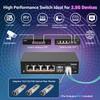 6 Port 2.5G Unmanaged Ethernet Switch, 4 x 2.5G Base-T Ports, 2 x 10G SFP, Compatible with 100/1000/2500Mbps, VLAN, Fanless, Desktop/Wall Mount YuanLey 2.5Gbe Network Switch for Wireless AP, NAS, PC view 3