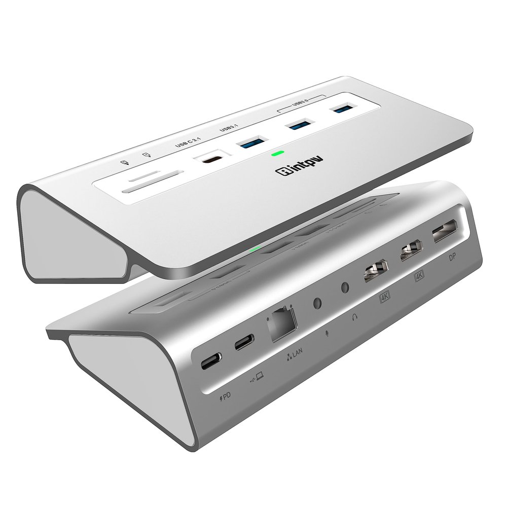 USB C Docking Station Triple Monitor, 14-IN-1 Laptop Docking Station 10Gbps with 2 HDMI/DP 4K, USB A/C 3.1, 2 USB 3.0, PD 100W, Ethernet, SD/TF 3.0, Mic/Audio, Type C Host for Mac, Windows, Chrome, PC