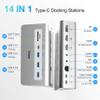 USB C Docking Station Triple Monitor, 14-IN-1 Laptop Docking Station 10Gbps with 2 HDMI/DP 4K, USB A/C 3.1, 2 USB 3.0, PD 100W, Ethernet, SD/TF 3.0, Mic/Audio, Type C Host for Mac, Windows, Chrome, PC view 2