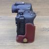 BMAOLLONGB R50 Case, Handmade Genuine Real Leather Half Camera Case Bag Cover for Canon Eos R50 Bottom Opening Version + Hand Strap (Coffee) view 2