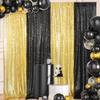 4 Panels Black&Gold Sequin Backdrop Curtain 2FTx8FT Glitter Sequin Backdrop Curtains for Birthday Party Wedding Decoration view 1