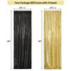 4 Panels Black&Gold Sequin Backdrop Curtain 2FTx8FT Glitter Sequin Backdrop Curtains for Birthday Party Wedding Decoration view 3
