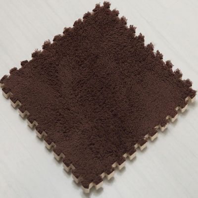 easycustomerlee 12pcs Tiled Puzzle Play Mats Interlocking Shaggy Soft EVA Foam Mats Protective Floor for Children Kids Room Home Parlor Bedroom(Brown)