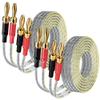 Mygatti 2 Pack 16/2 Speaker Flat Wire Cable with Banana Tip Plugs 6 FT, 16 Gauge AWG Wire, Tinned OFC Copper, Transparent Jacket with Yellow Polarity Marker, for Indoor & Outdoor, Hi-Fi view 1