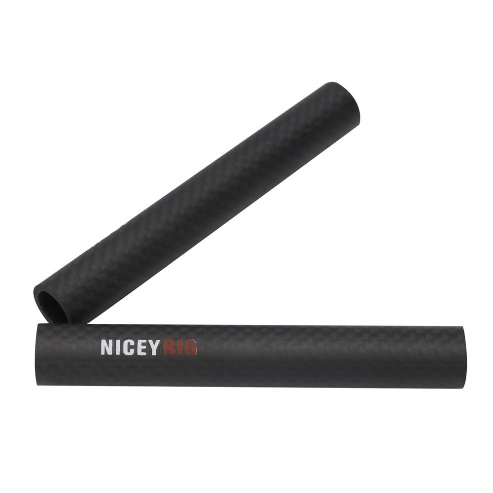 NICEYRIG 15mm Carbon Fiber Rod 4'' Short Rod for Camera Cage Rig, Top Handle, 15mm Rail Block [Pack of 2] - 554