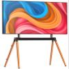 Ergounion Easel TV Stand for 32-86 Inch LCD LED Flat or Curved Screen up to 132 lbs, Height Adjustable Tripod TV Floor Stand with Wood Legs and Cable Ties view 1