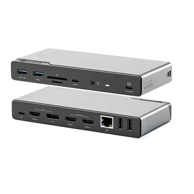 ALOGIC DV4 Quad Display 14 in 1 USB-C Docking Station w/ 85W PD, 1x DisplayPort, 3X HDMI, USB-C 3.2 Gen 1, 2X USB-A 3.2 Gen 1, 2xUSB-A 2.0, Audio Jack, Ethernet, SD Card & Micro SD Card Reader.