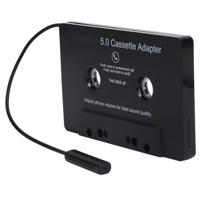 Cassette Adapter, Black Bluetooth Cassette Adapter Bluetooth Tape Converter MP3 Player Audio Converter for Car, 3.9 x 2.5 x 0.4in