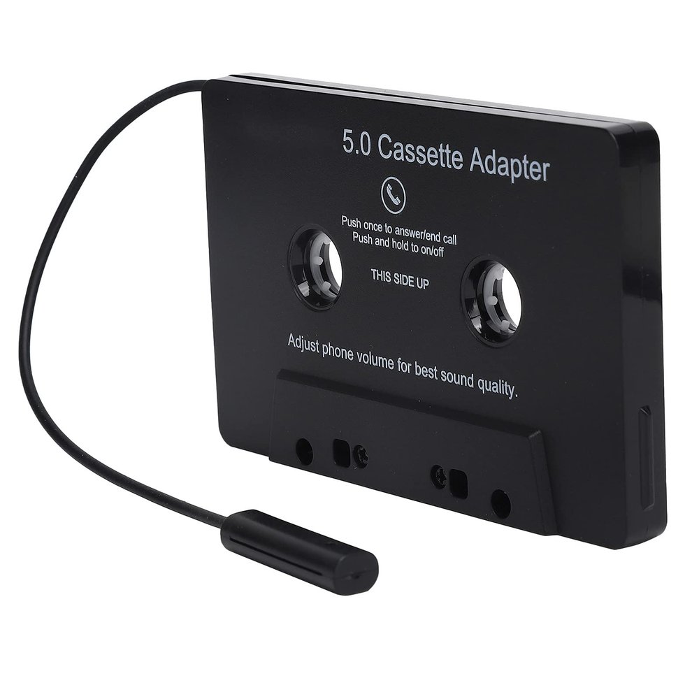 Cassette Adapter, Black Bluetooth Cassette Adapter Bluetooth Tape Converter MP3 Player Audio Converter for Car, 3.9 x 2.5 x 0.4in