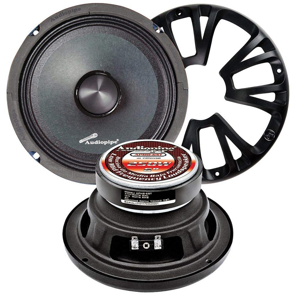 Audiopipe APMB-6ST Low Mid Frequency 6" 250W 2 Pack Loudspeaker Combo Kit