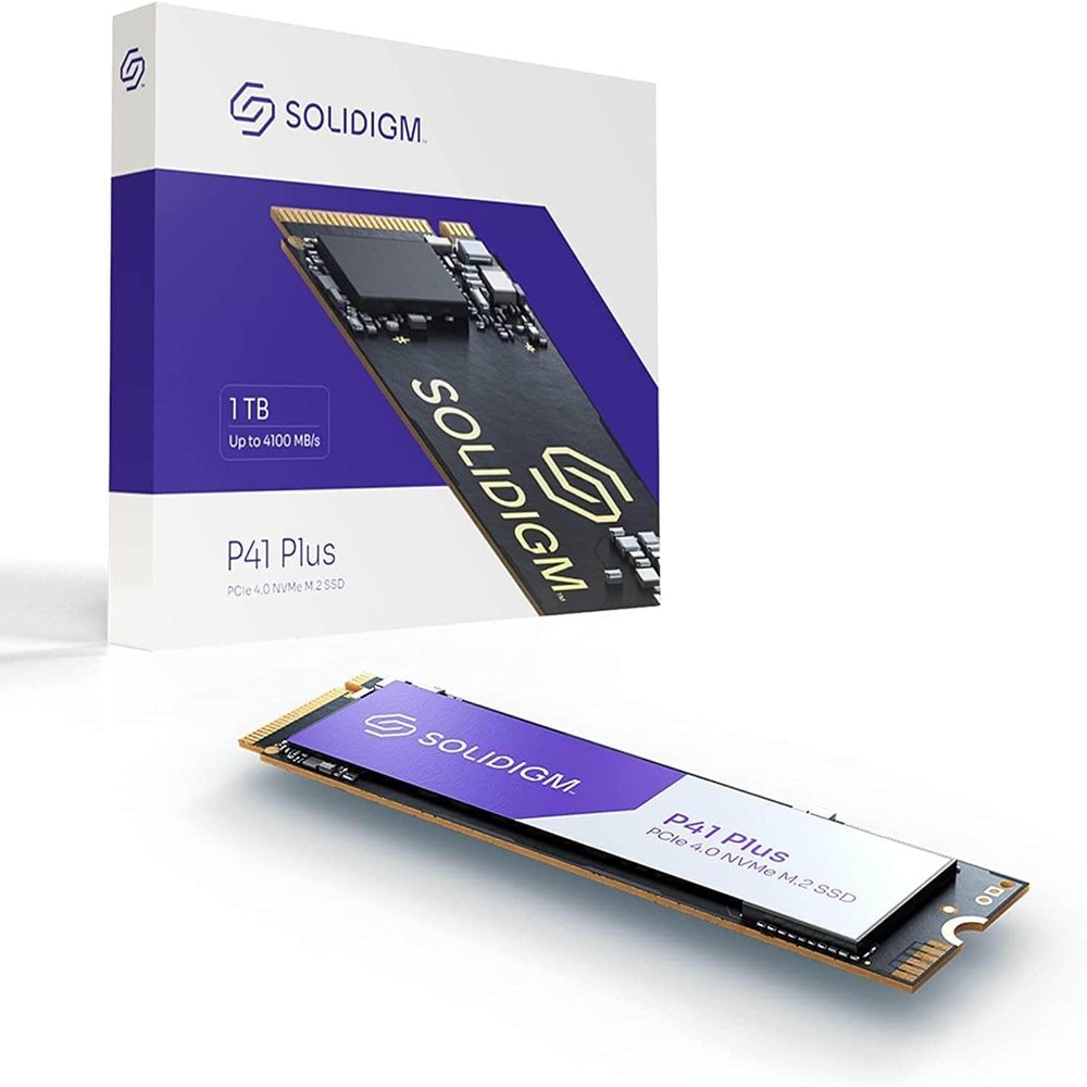 Solidigm P41 Plus 1TB SSD, PCIe GEN 4 NVMe 4.0 x4 M.2 2280 3D NAND, Storage Upgrades for PC and Laptops, Everyday Computing and Gaming, SSDPFKNU010TZX1