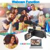Estink Video Camera, 1080P 16MP Camcorder IR Night Vision Vlogging Camera, 2.4" TFT Screen Digital Zoom Recorder Camera with Microphone, 180 Rotation view 2