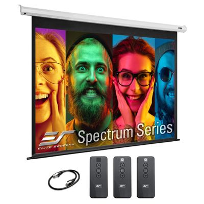 Elite Screens Spectrum RC1 Remotes, 180-INCH Diag 4:3, Motorized Projection Screen Movie Home Theater 4K/8K Ultra HD Ready, ELECTRIC180V2, White CASING