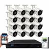 GW Security 16 Channel 4K NVR 8MP AI Human & Vehicle Detection Security Camera System with 16 UHD 4K 2160P Microphone PoE Outdoor/Indoor Waterproof IP Security Bullet Cameras (White) view 1
