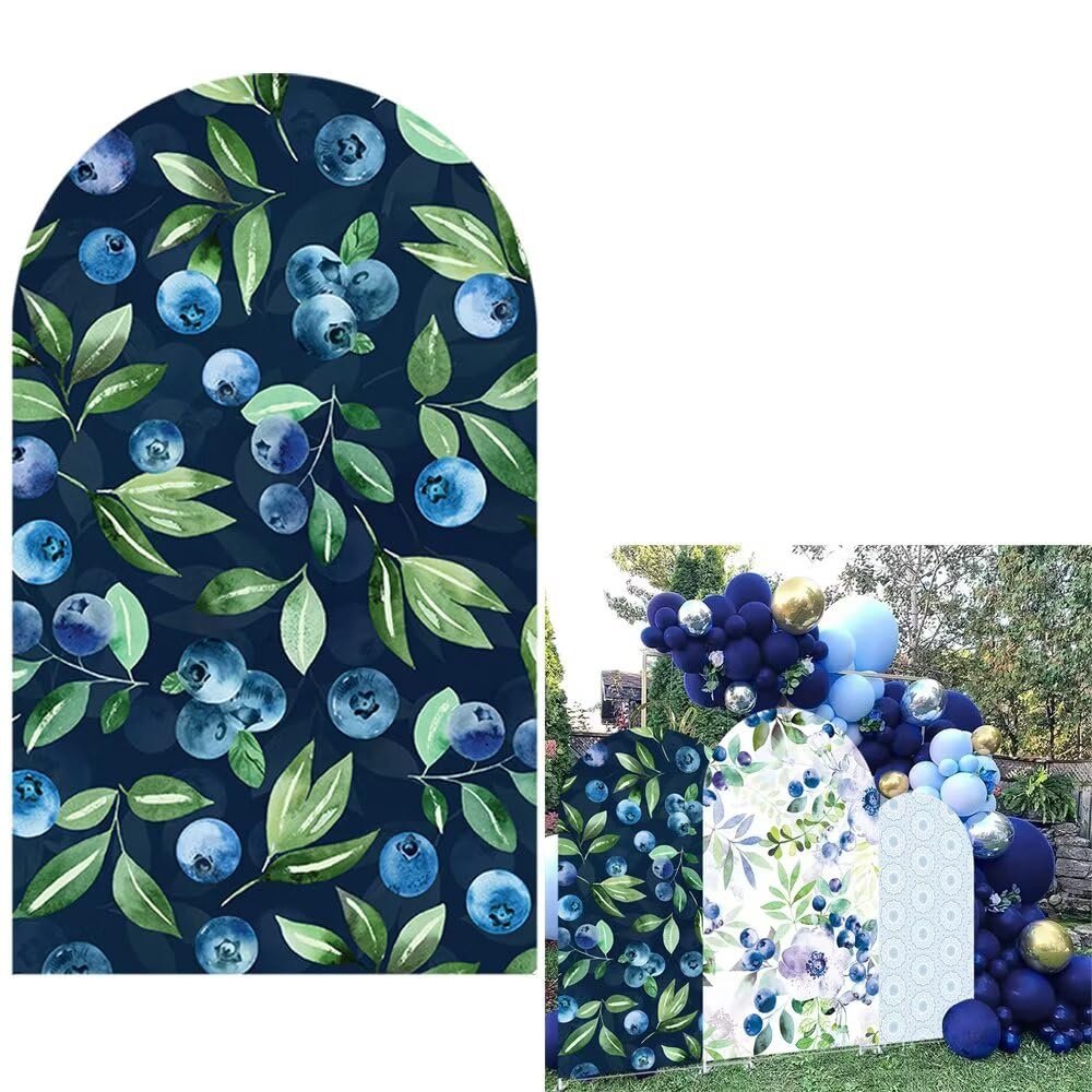 AOSTO Blueberry Arch Backdrop Cover for Birthday Baby Shower Wedding Party Decoration,Elastic Fabric Background (Width=35"(90cm),Height=78"(200cm),GUS-Arch-GX-895)