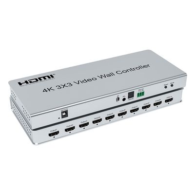 4K 3x3 Video Wall Controller 1x3 1x4 2x3 2x4 3x4 4x4 4x2 HDMI TV Video Wall Controller 9 Channel Multi Screen Splicer Processor with RS232