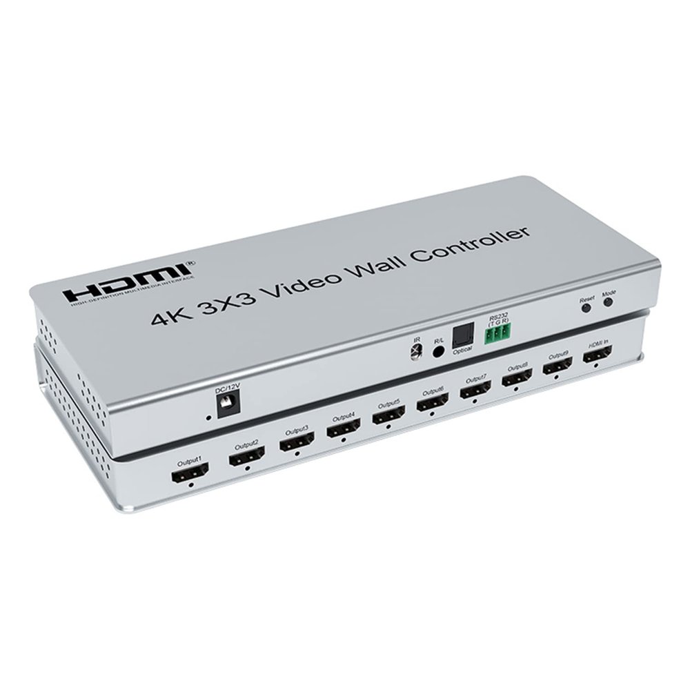 4K 3x3 Video Wall Controller 1x3 1x4 2x3 2x4 3x4 4x4 4x2 HDMI TV Video Wall Controller 9 Channel Multi Screen Splicer Processor with RS232