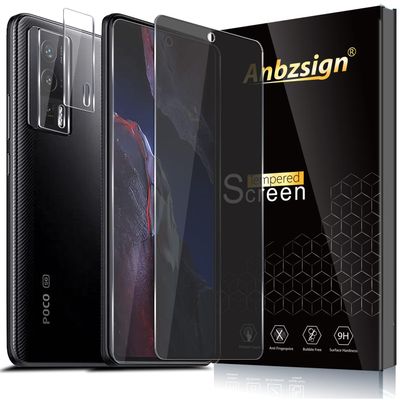 Anbzsign (2+2Pack Xiaomi Poco F5 Pro 5G Privacy Tempered Glass. Screen Protector Camera Lens Protector and, Anti-Spy 9H Hardness Case Friendly Bubble Free
