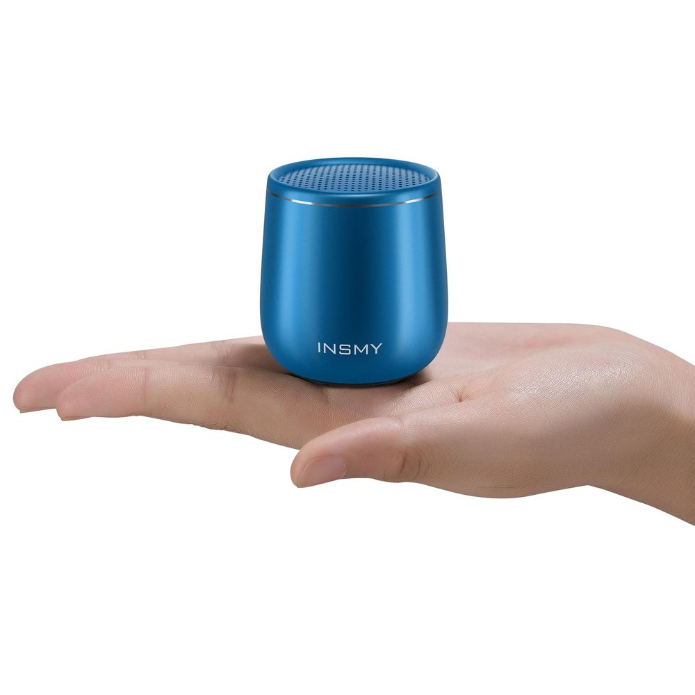 INSMY Small Bluetooth Speaker, Waterproof Mini Portable Wireless Speaker, Punchy Bass Rich Audio Stereo Pairing, Handheld Pocket Size, Built in Mic for Hiking Gift Laptop Tablet (Blue)