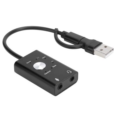 TypeC to Sound Card,7.1 Channel Laptop External 2 in Card USB Adapter,Type C External Stereo Sound Card for OS X V9.0 or Higher