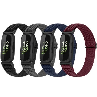 Vodtian 4 Pack Bands Compatible with Fitbit Inspire 3/Inspire 2/Inspire/Inspire HR/Ace 3/Ace 2 Band, Elastic Adjustable Nylon Loop Straps Replacement Sport Stretchy Wristband for Women Men