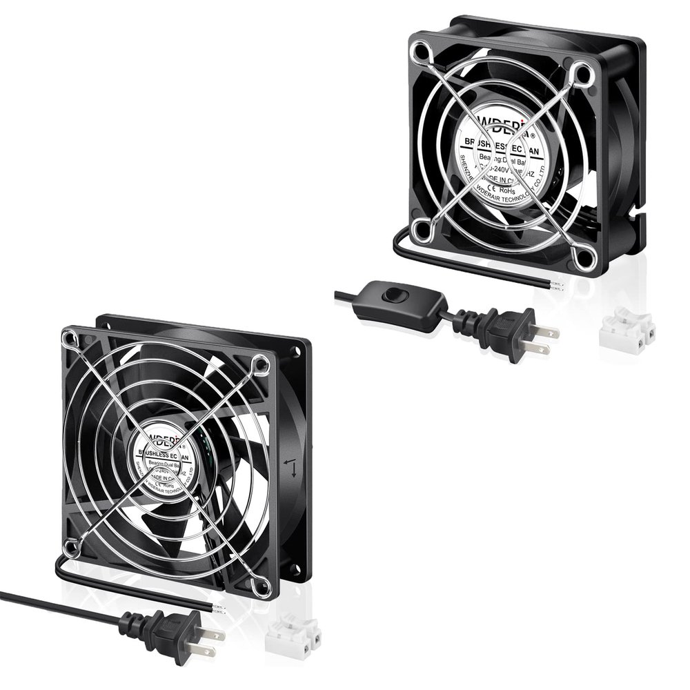 Wderair EC 60x 25mm + 92x25mm Axial Muffin Computer Fan with AC Plug Dual Ball for DIY Small Electronic Equipment Cooling Ventilation Exhaust Projects