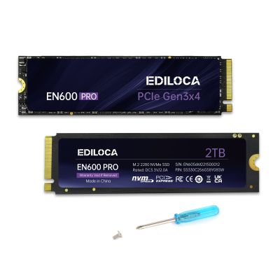 Ediloca EN600 PRO SSD 2TB PCIe 3.0 Gen 3x4, NVMe M.2 2280, Up to 3200MB/s, Internal Solid State Drive, SLC Cache 3D NAND TLC, Graphene Cooling Sticker, Storage for PC, Desktop and Laptops
