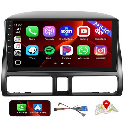 [DSP & EQ] 2+64G Android Car Radio for Honda CRV CR-V 2002 2003 2004 2005 2006, 9'' Touch Screen for CRV Stereo Upgrade with Wireless Carplay/Android Auto/GPSNavigation/Bluetooth/5GHz WiFi