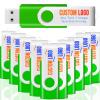 [200pcs] Custom Logo USB Flash Drive 16GB USB3.0 200 Pack JBOS Bulk Personalized USB Drives with Your Logo Customized Promotional Thumb Drives with Brand Name/Site Address/Contact info - Green view 1
