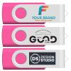 [100pcs] Custom Logo USB Flash Drive 128MB 100 Pack JBOS Bulk Personalized USB Drives with Your Logo Customized Promotional Thumb Drives with Brand Name/Site Address/Contact info - Pink view 2