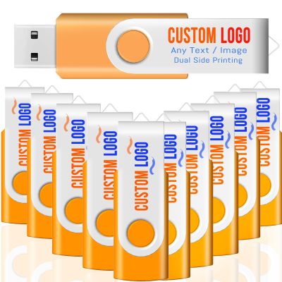 [100pcs] Custom Logo USB Flash Drive 16GB USB3.0 100 Pack JBOS Bulk Personalized USB Drives with Your Logo Customized Promotional Thumb Drives with Brand Name/Site Address/Contact info - Orange