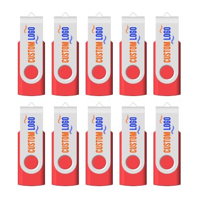 [100pcs] Custom Logo USB Flash Drive 16GB USB3.0 100 Pack JBOS Bulk Personalized USB Drives with Your Logo Customized Promotional Thumb Drives with Brand Name/Site Address/Contact info - Red