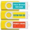 [100pcs] Custom Logo USB Flash Drive 4GB 100 Pack JBOS Bulk Personalized USB Drives with Your Logo Customized Promotional Thumb Drives with Brand Name/Site Address/Contact info - Yellow view 3