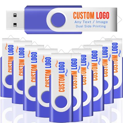 [200pcs] Custom Logo USB Flash Drive 16GB USB3.0 200 Pack JBOS Bulk Personalized USB Drives with Your Logo Customized Promotional Thumb Drives with Brand Name/Site Address/Contact info - Blue