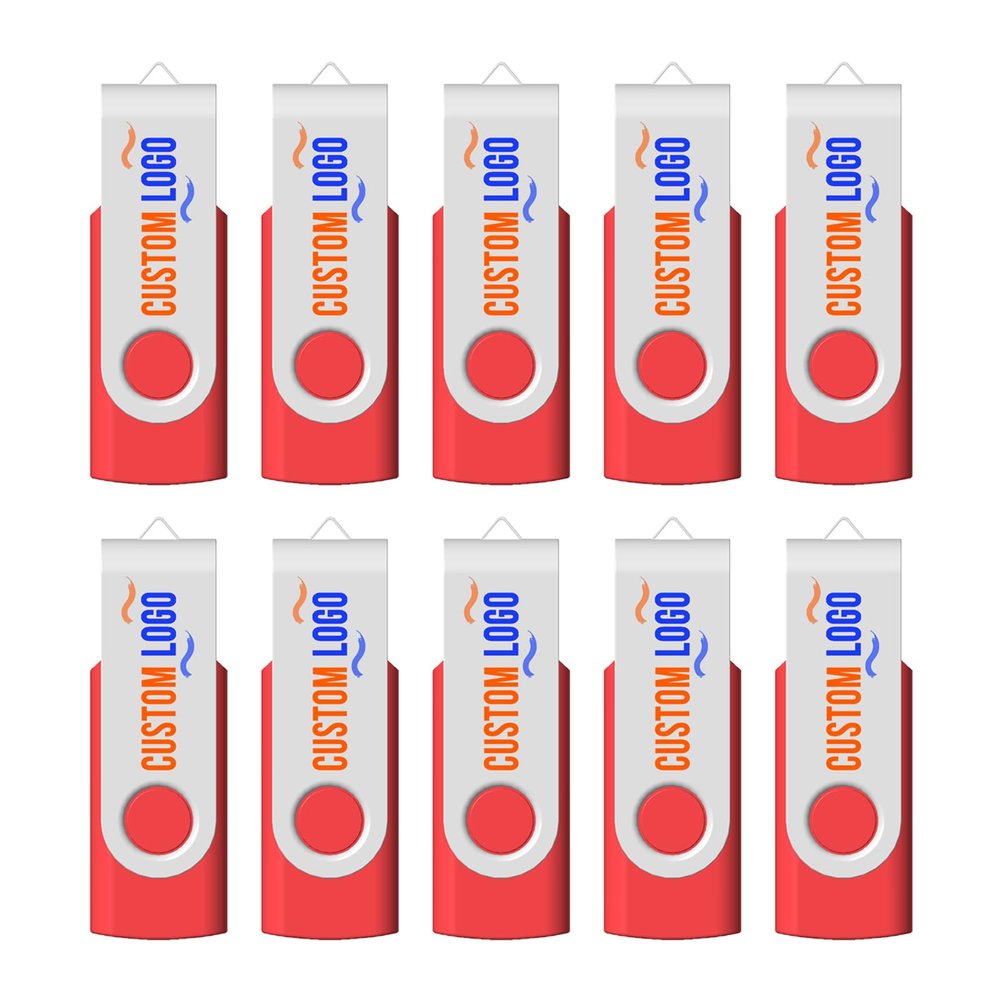 [100pcs] Custom Logo USB Flash Drive 128MB 100 Pack JBOS Bulk Personalized USB Drives with Your Logo Customized Promotional Thumb Drives with Brand Name/Site Address/Contact info - Red
