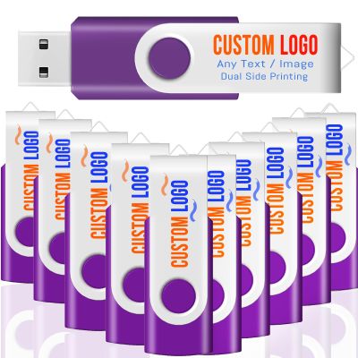 [100pcs] Custom Logo USB Flash Drive 8GB 100 Pack JBOS Bulk Personalized USB Drives with Your Logo Customized Promotional Thumb Drives with Brand Name/Site Address/Contact info - Purple