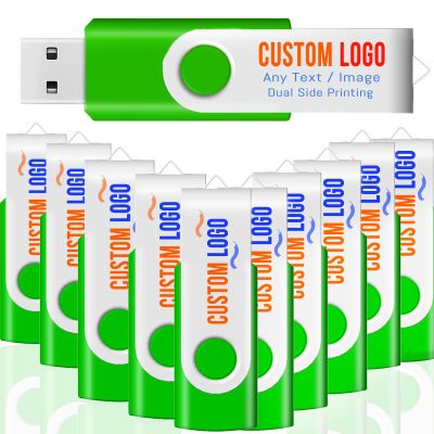 [100pcs] Custom Logo USB Flash Drive 256MB 100 Pack JBOS Bulk Personalized USB Drives with Your Logo Customized Promotional Thumb Drives with Brand Name/Site Address/Contact info - Green