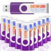 [100pcs] Custom Logo USB Flash Drive 16GB 100 Pack JBOS Bulk Personalized USB Drives with Your Logo Customized Promotional Thumb Drives with Brand Name/Site Address/Contact info - Purple view 1