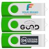[100pcs] Custom Logo USB Flash Drive 128MB 100 Pack JBOS Bulk Personalized USB Drives with Your Logo Customized Promotional Thumb Drives with Brand Name/Site Address/Contact info - Green view 2