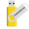 [100pcs] Custom Logo USB Flash Drive 512MB 100 Pack JBOS Bulk Personalized USB Drives with Your Logo Customized Promotional Thumb Drives with Brand Name/Site Address/Contact info - Yellow view 2