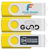 [100pcs] Custom Logo USB Flash Drive 16GB USB3.0 100 Pack JBOS Bulk Personalized USB Drives with Your Logo Customized Promotional Thumb Drives with Brand Name/Site Address/Contact info - Yellow view 4