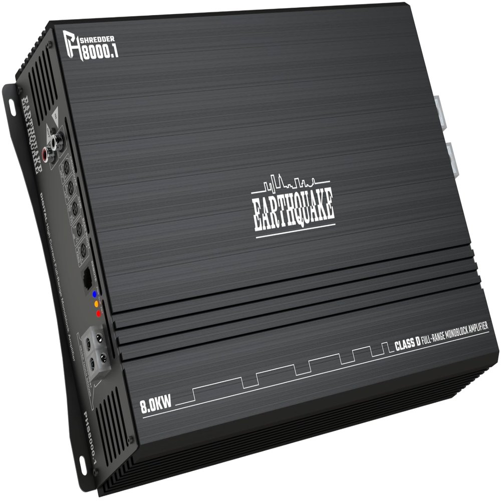 EARTHQUAKE PHS8000.1 Powerhouse Shredder Class D Digital High Current Full Range Mono Amplifier, 9000W Max Output, 1/2/4 Ohm Stable, Bass Remote Knob Included